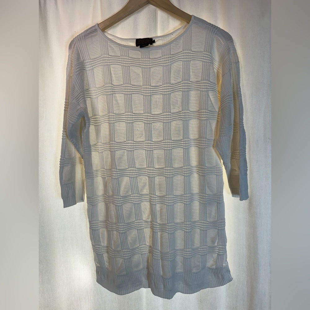 Pendleton White Textured Square-Knit Tunic Sweater